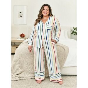 Summersalt x The Home Edit Cloud 9 Rainbow Striped Pajama Set Womens 1xl